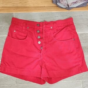 Women's Red Button-Up Shorts